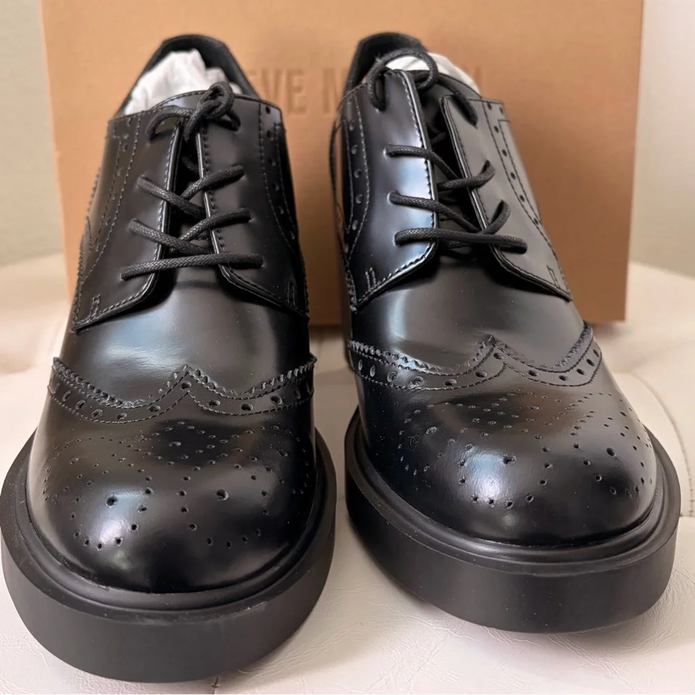 NIB Steve Madden Poetta Oxford Shoes in Black Box - Picture 2 of 5